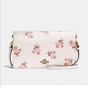coach foldover crossbody floral wallet